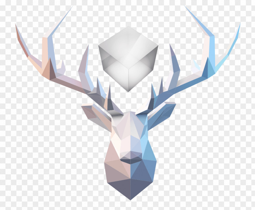 Deer Red Polygon Geometry Art PNG