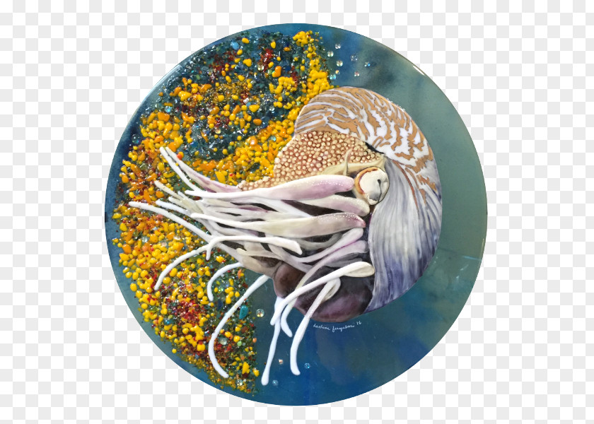 Adornment Sea Turtle Jellyfish Fused Glass PNG