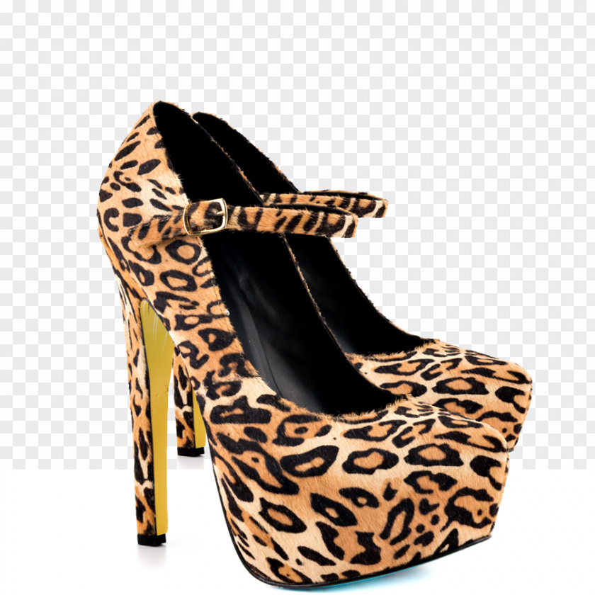 Leopard High-heeled Shoe Mary Jane PNG
