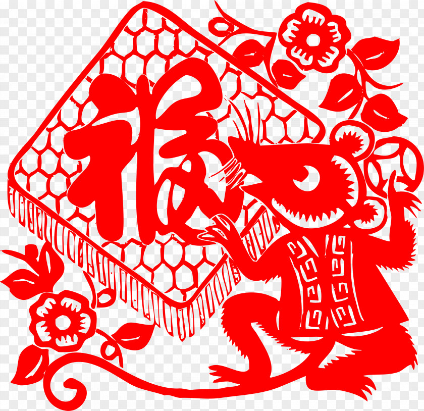 Moody Rat Papercutting Chinese New Year Vector Graphics Zodiac PNG