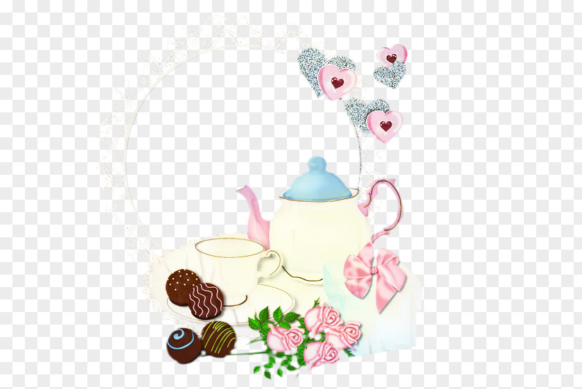 Plant Teapot Pink Flower Frame PNG