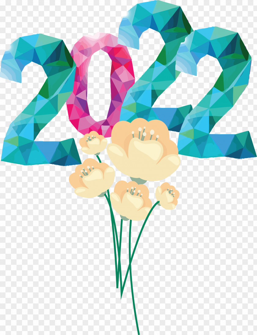 Transparent 2022 Flower Text Design PNG