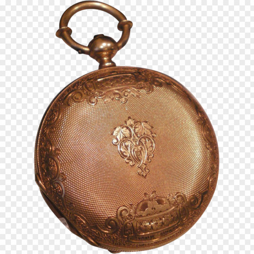 Antique Pocket Watch Copper Bronze PNG