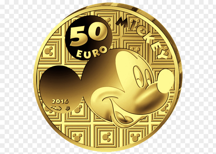 Coin Monnaie De Paris Mickey Mouse Gold Silver PNG