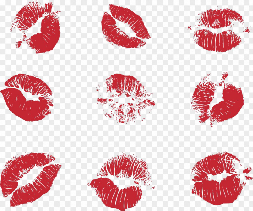 Lipstick Lip Kiss Euclidean Vector Red PNG