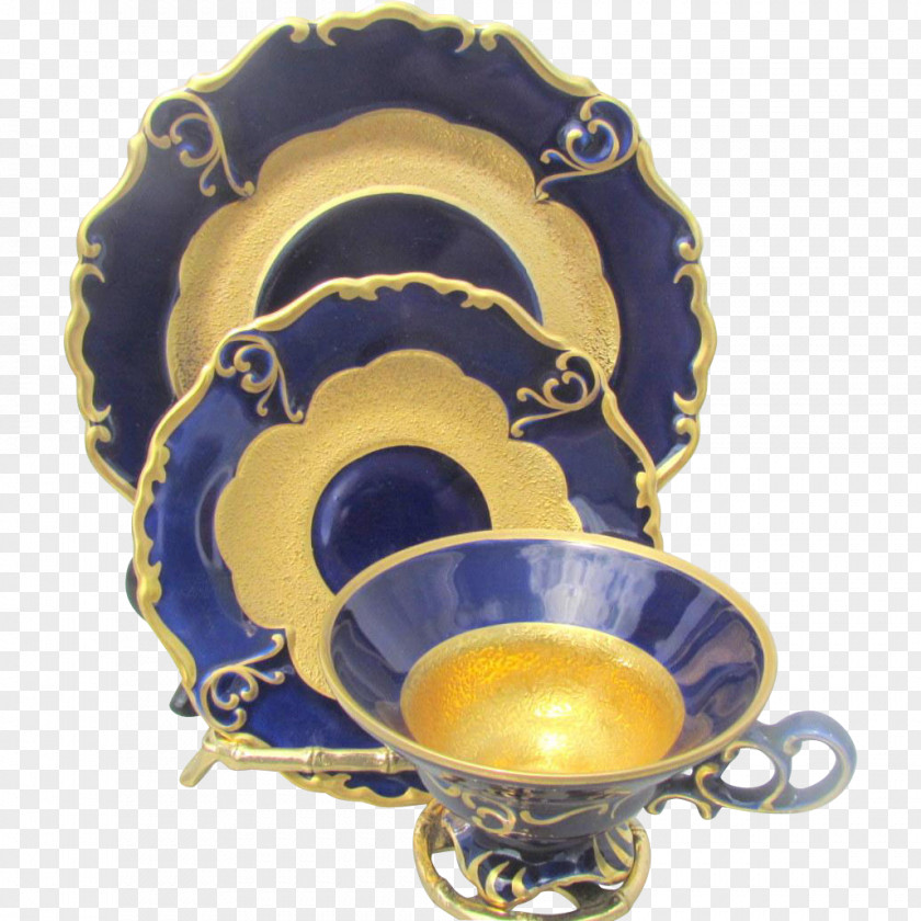 Footed Glass Dessert Dishes Porcelain Tableware Cobalt Blue Saucer Table-glass PNG