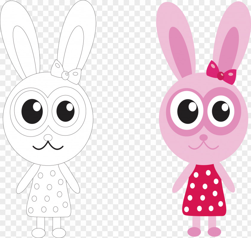 Bunny Coloring Vector Material Rabbit Cuteness Cartoon Illustration PNG