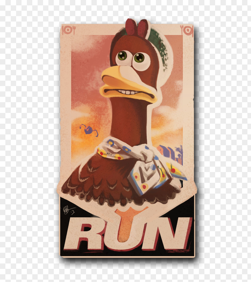 Running Chicken Bird Cartoon Poster PNG