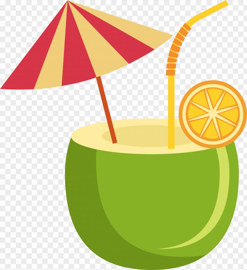 Green Cartoon Coconut Juice Orange Drink Milk Water PNG