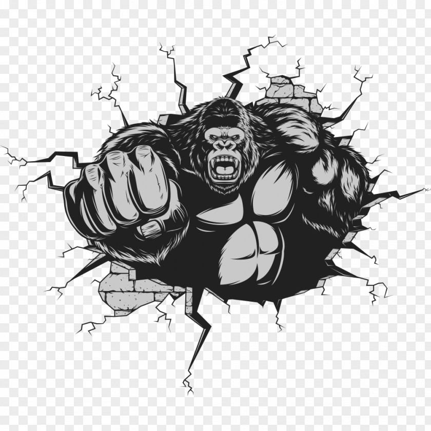 Punches Gorilla Ape King Kong Cartoon PNG