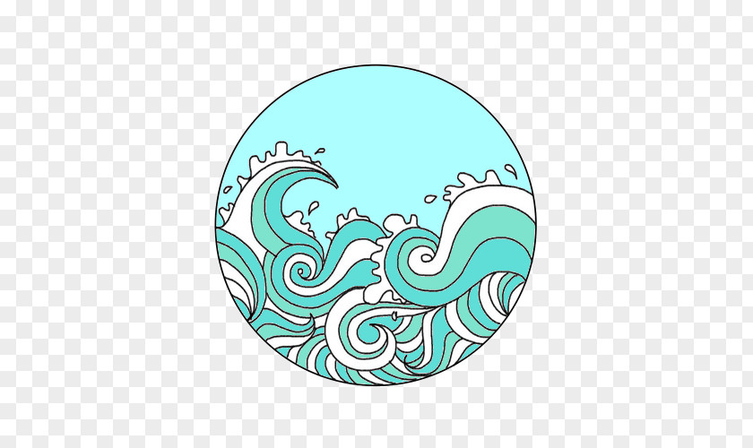 Watercolor Cute Wind Wave Drawing PNG