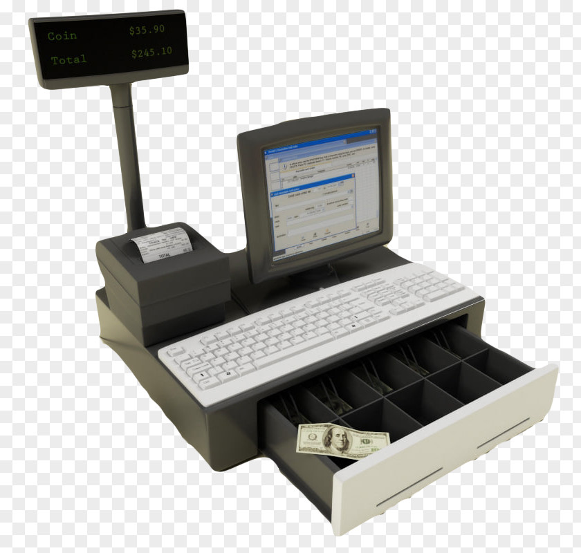 White Keyboard Cash Register Computer 3D Modeling Graphics PNG