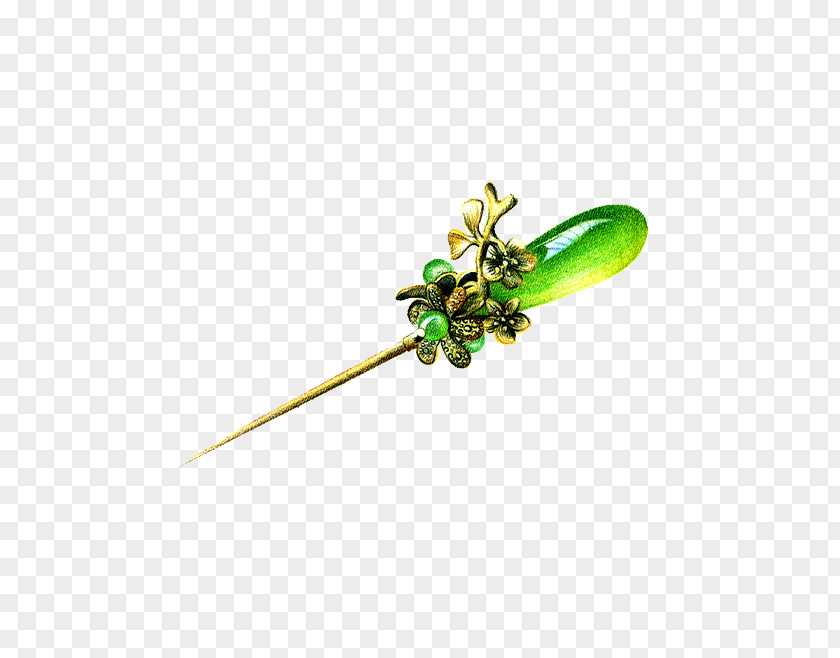 Emerald Green Flower Hairpin PNG