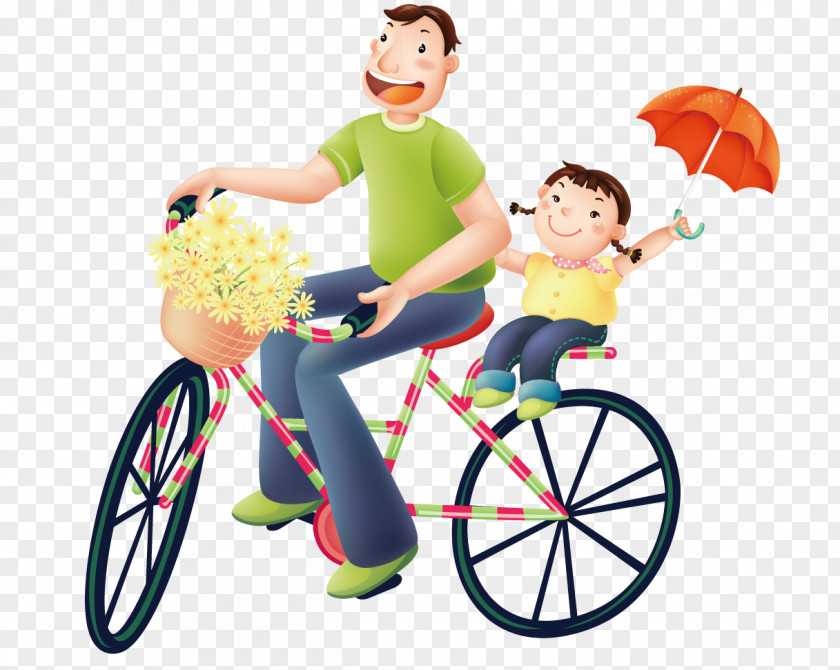 Father And Daughter Cycling Birthday Wish Parent PNG