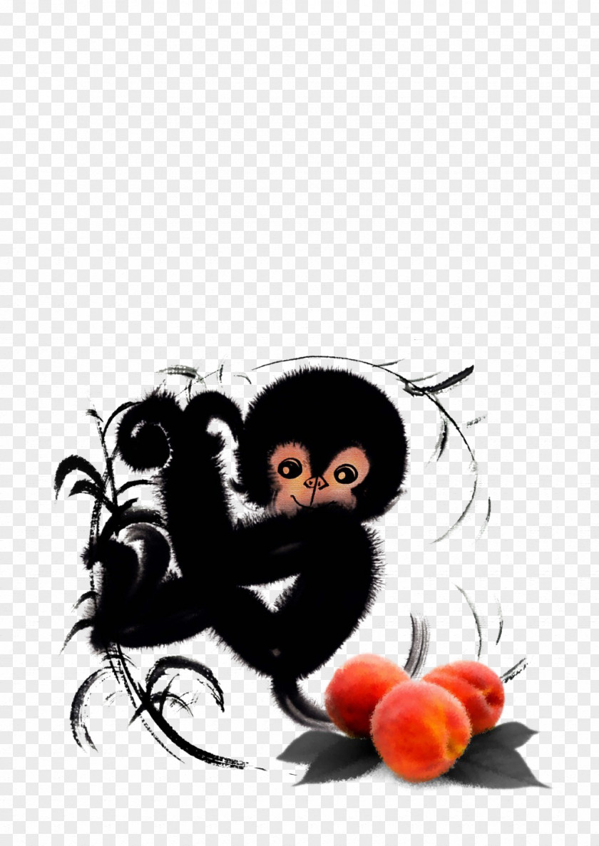 There Are Texture Of Black Monkey Elements China Chinese New Year Happiness PNG