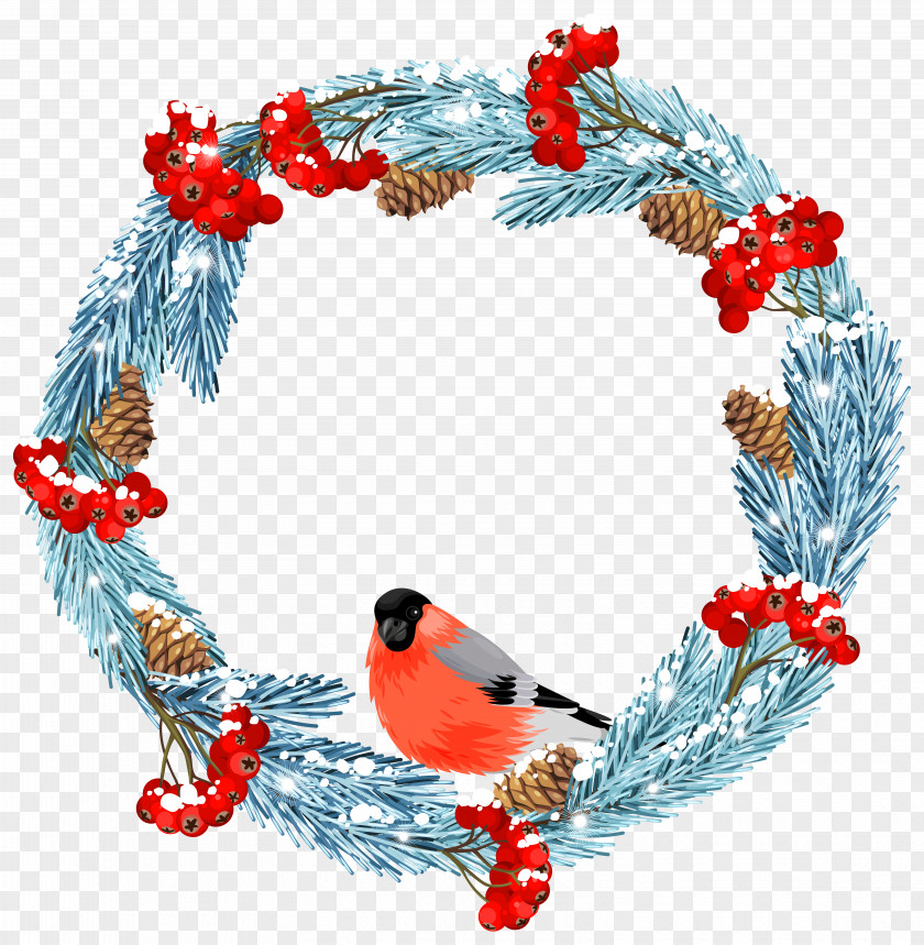 Blue Winter Wreath With Bird Clip Art Image Stock Illustration IStock PNG