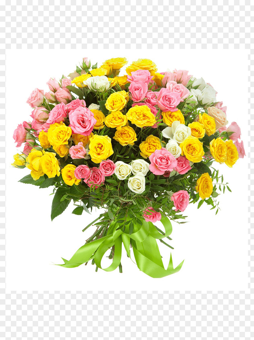 Flower Bouquet Garden Roses Yellow Pink PNG