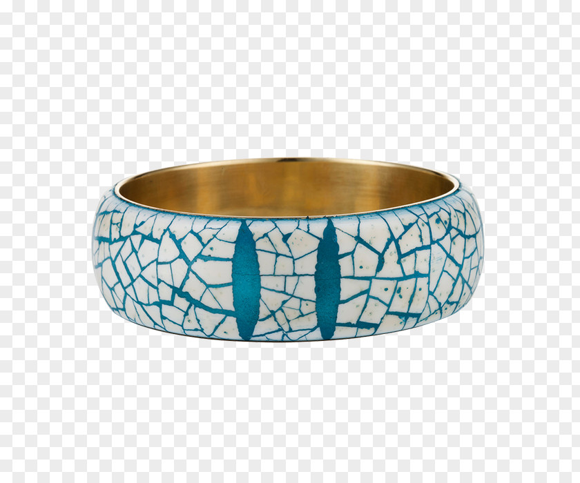 Hand Painted Ostrich Turquoise Bangle PNG