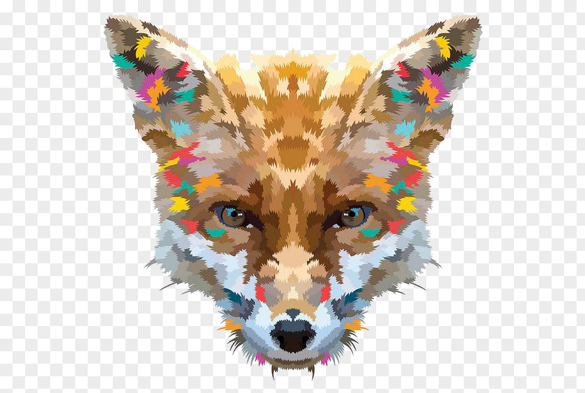 Color Fox Cross-stitch Dog Pattern PNG