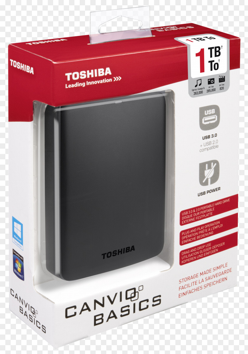 Hard Disk Toshiba Canvio Basics 3.0 Drives USB External Storage Terabyte PNG