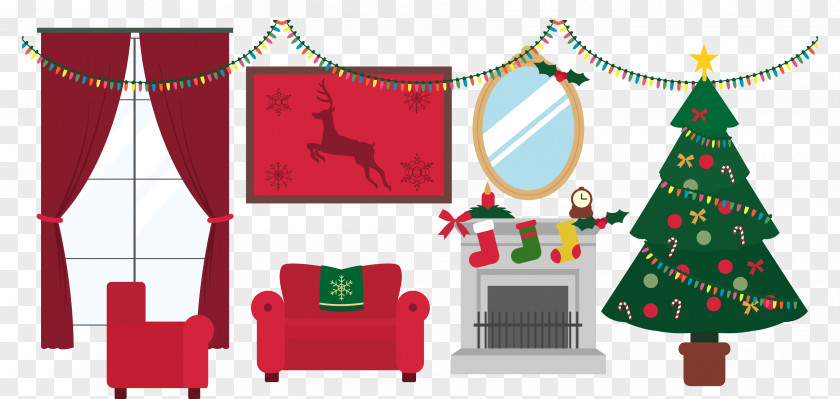 Vector Christmas Room Tree Euclidean Mirror PNG