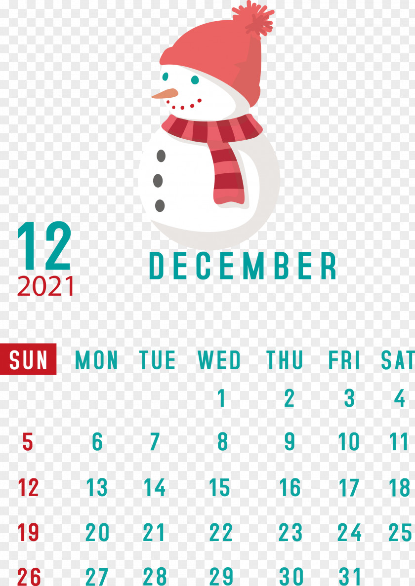 December 2021 Printable Calendar PNG