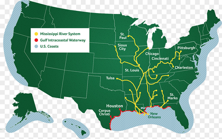 Marine Logistics Inland Waterways Of The United States Map Testing Gulf Intracoastal Waterway PNG