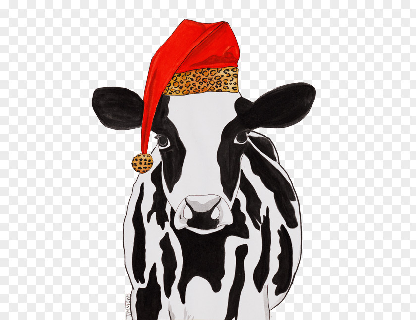 Santa Claus Taurine Cattle Dairy Holstein Friesian Hat PNG