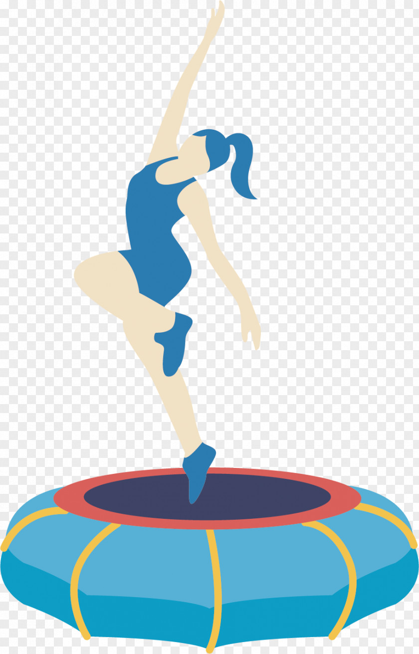 A Woman Jumping On Trampoline Sport PNG