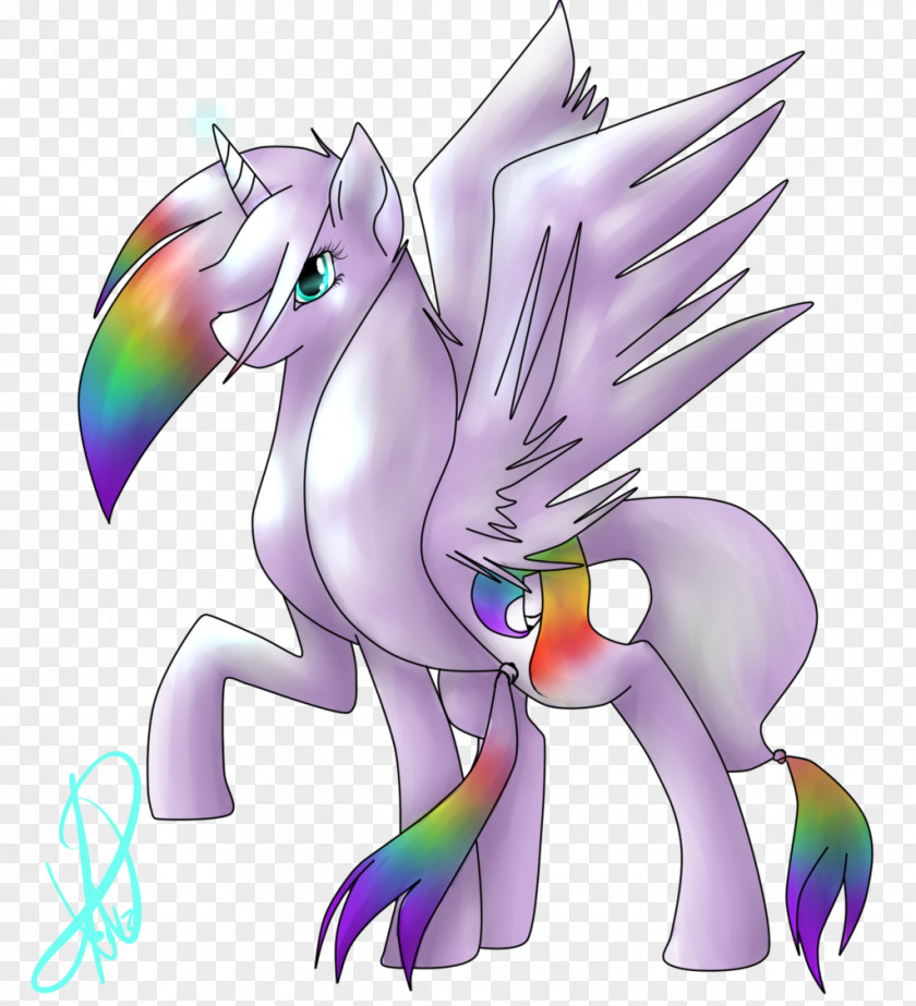 Colourful Sky Horse Illustration Cartoon Feather Purple PNG