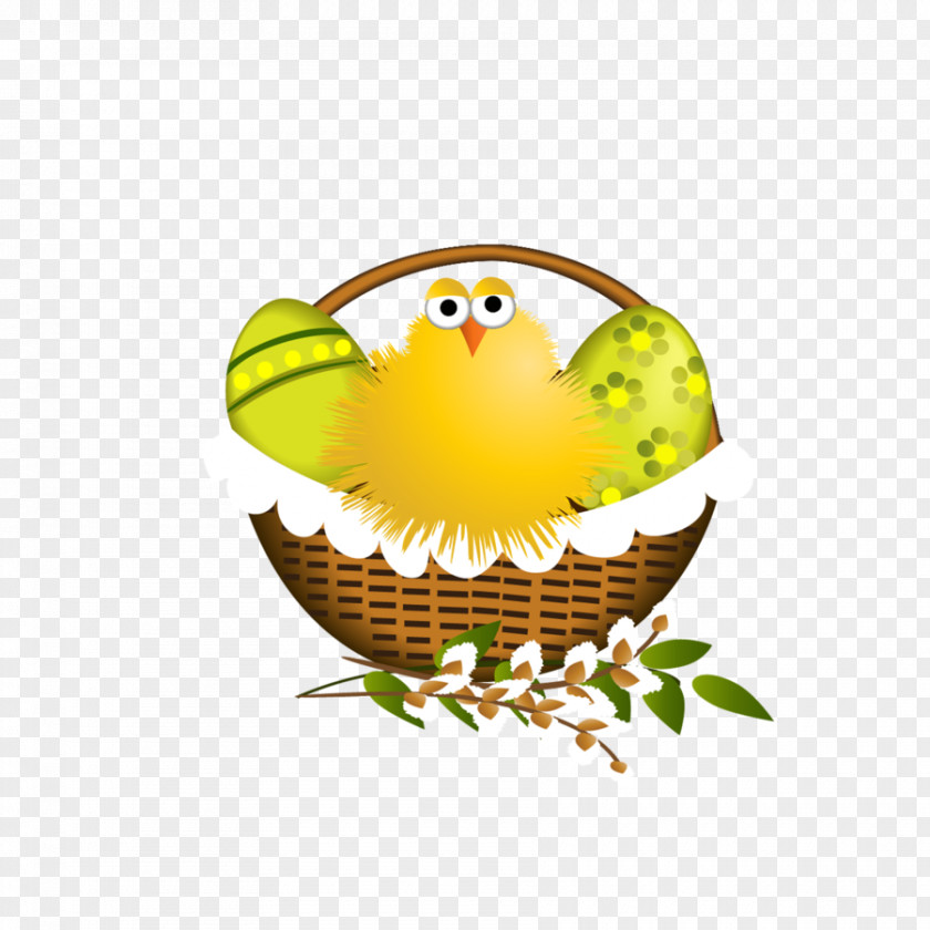 Easter Basket With Chicken Clip Art PNG