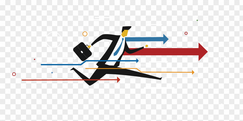 Cartoon Business Man Arrow Illustration PNG