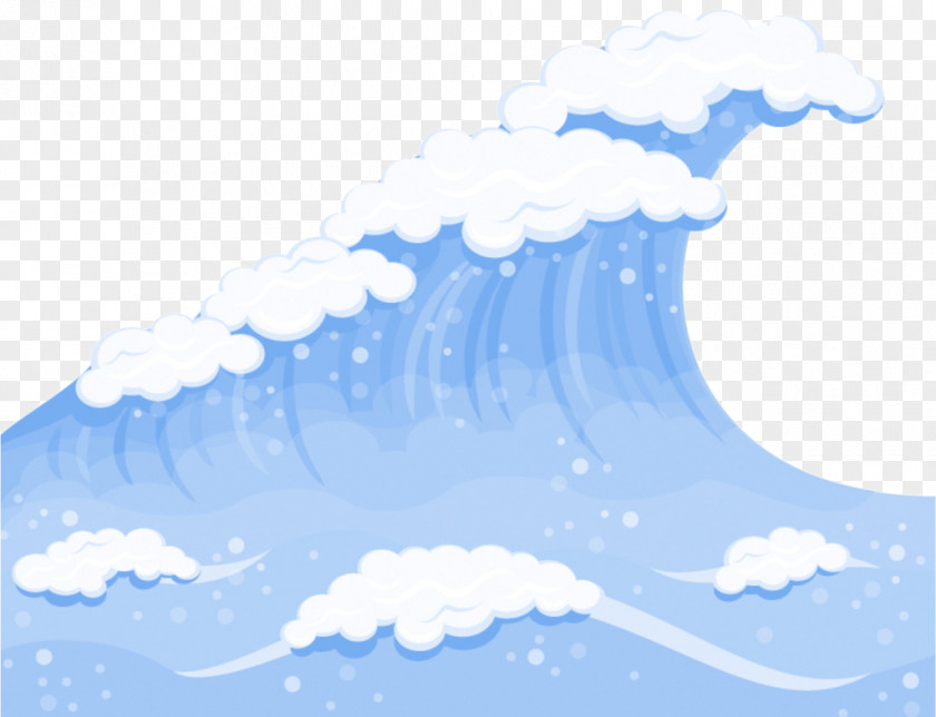 Cartoon Sea Free Pull Material Wind Wave Vector PNG
