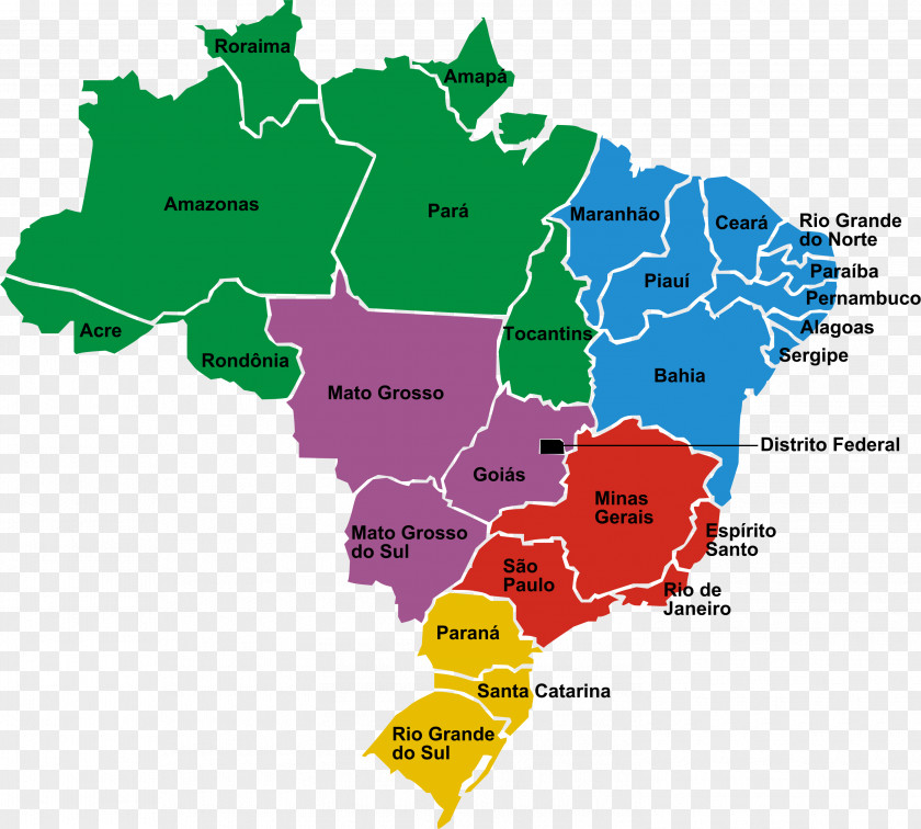 Map Regions Of Brazil North Region, South Southeast Centro-Sul PNG