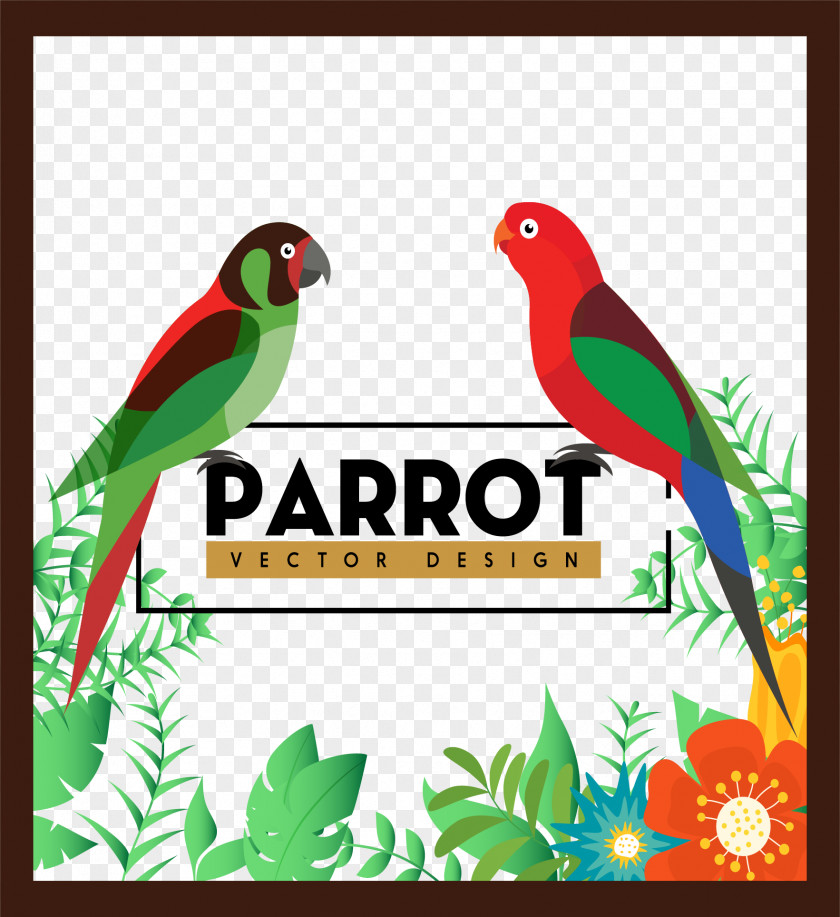 Two Red Parrots Parrot Bird Adobe Illustrator PNG