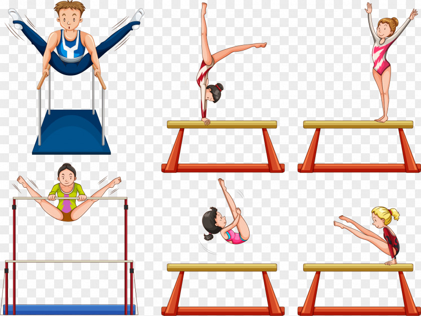 Vector Hand-painted Gymnastics Artistic Illustration PNG