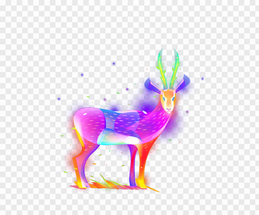 Colorful Dream Elk Reindeer Antler Graphic Design Illustration PNG