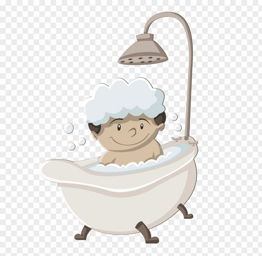 Cute Little Boy Baby Shower Pictures Bathing Cartoon Gel PNG