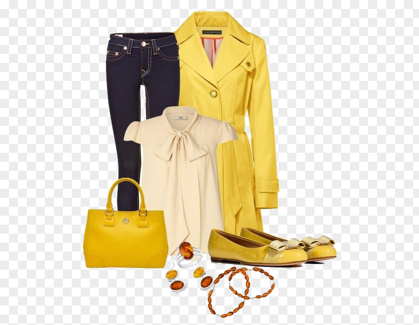 Yellow Autumn And Winter Coat With Fur T-shirt Dress PNG