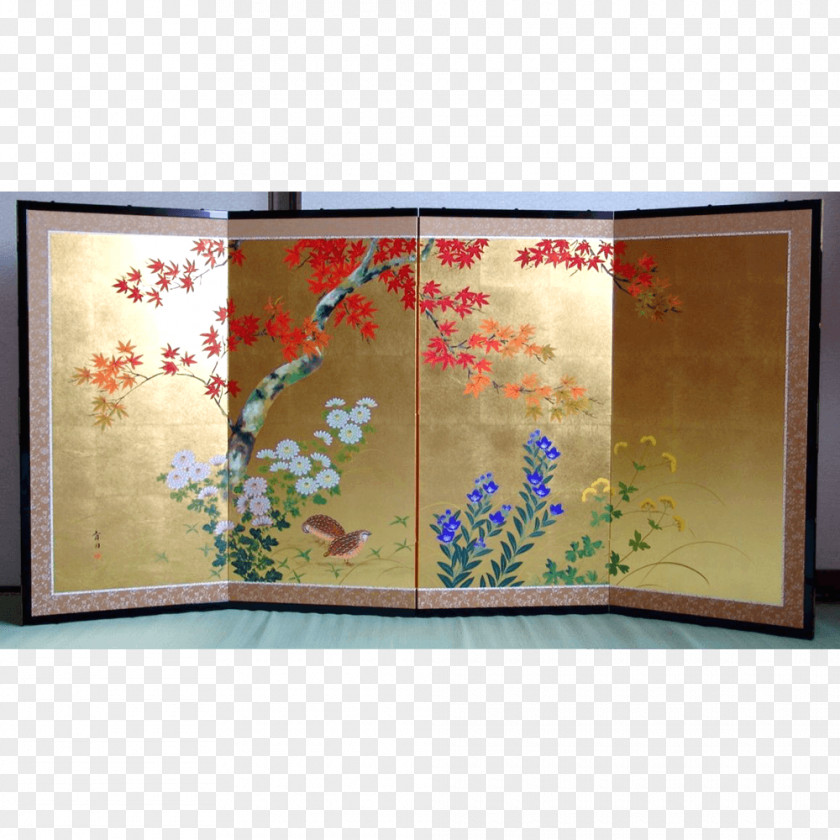 Autumn Japan Folding Screen Japanese Painting Mikoshiba Nihonga Furniture PNG