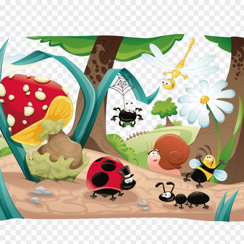 Fairy Tale Scene Insect Cartoon Clip Art PNG