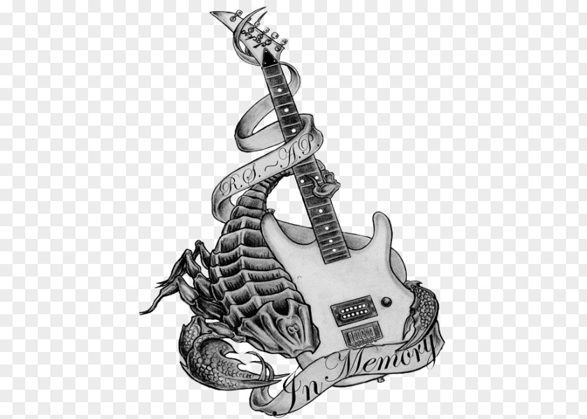 Scorpion Sting Tattoo Guitar Art PNG