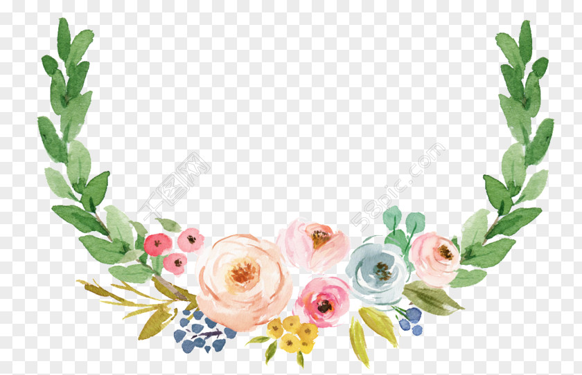 Bloemenkrans Map Watercolor Painting Wreath Floral Design Wedding PNG