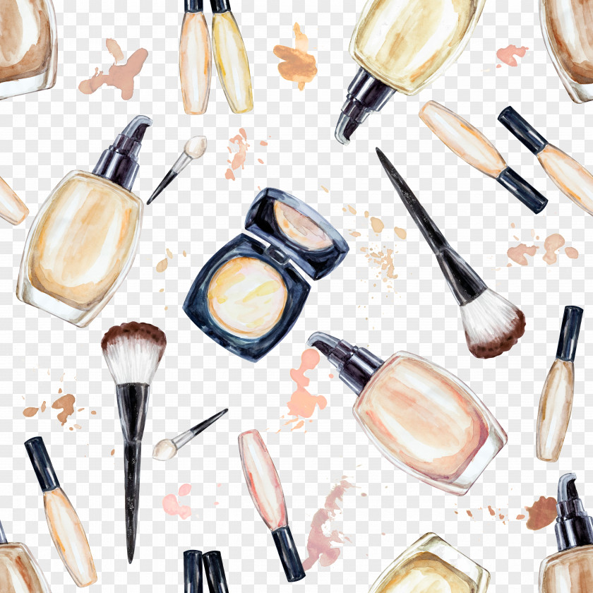 Creative Makeup Tools Cosmetics Foundation Brush Watercolor Painting PNG