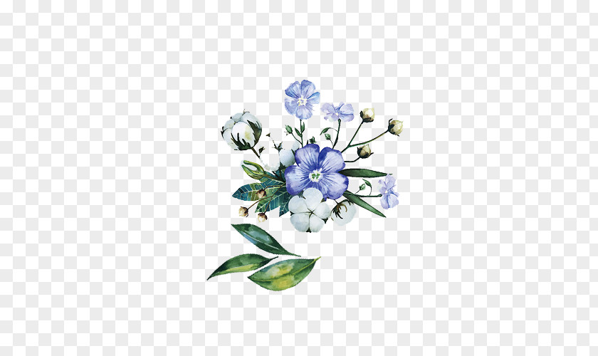 Hand-painted Blue Flowers PNG
