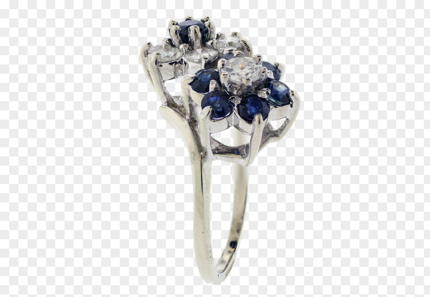 Pearl And Sapphire Flower Ring Engagement Jewellery Diamond PNG