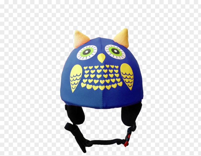 Winter Skiing Helmet Cover Blue Yellow Owl PNG