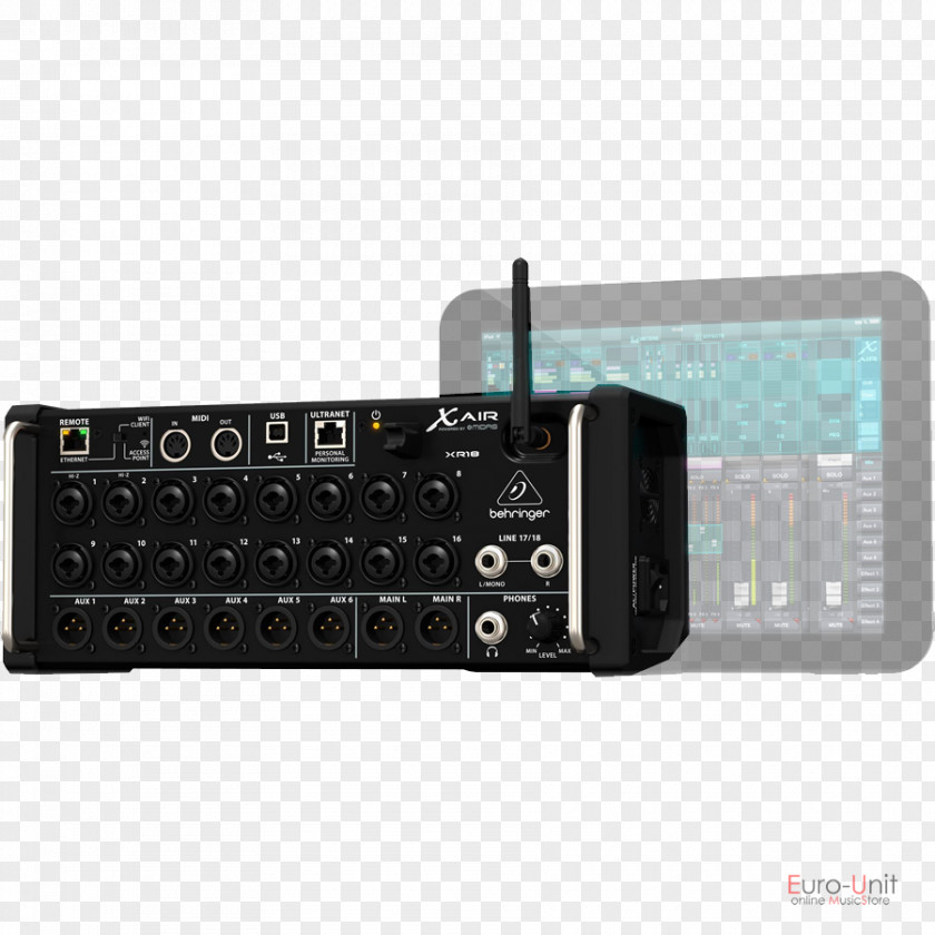 European Wind Stereo Behringer X Air XR18 Microphone Audio Mixers Digital Mixing Console PNG