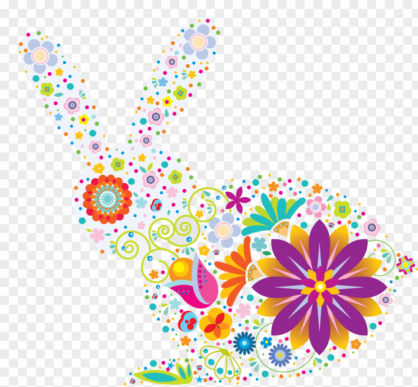 Floral Rabbit Hare Graphic Design PNG