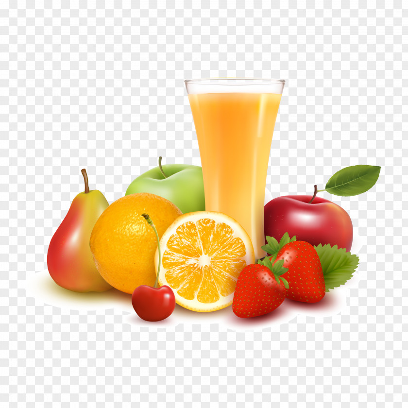Fresh Fruit And Orange Juice Vector Material Apple PNG